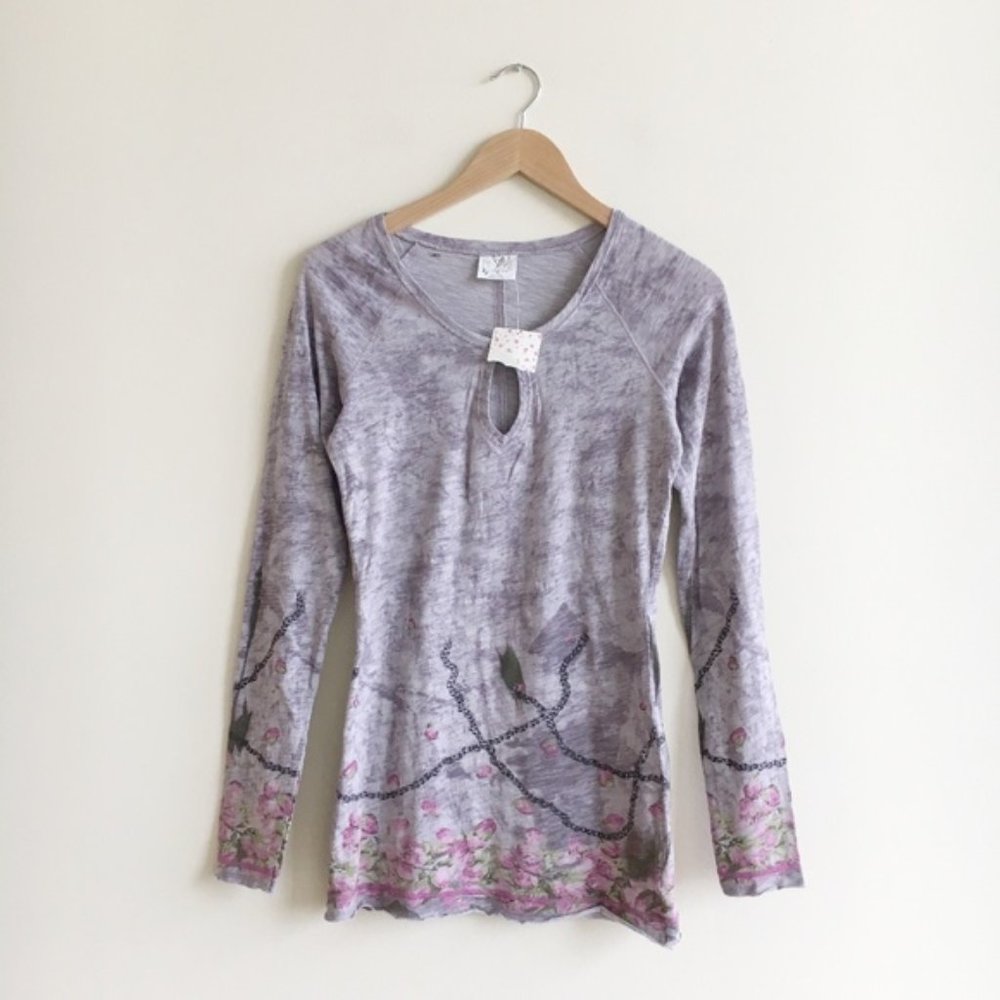NWT Free People Chain Floral Long Sleeve Top